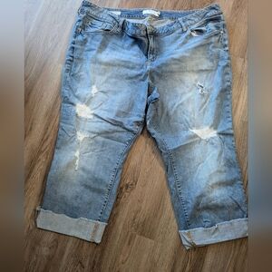 Torrid Stitched The Distressed Light Blue Boyfriend Jeans